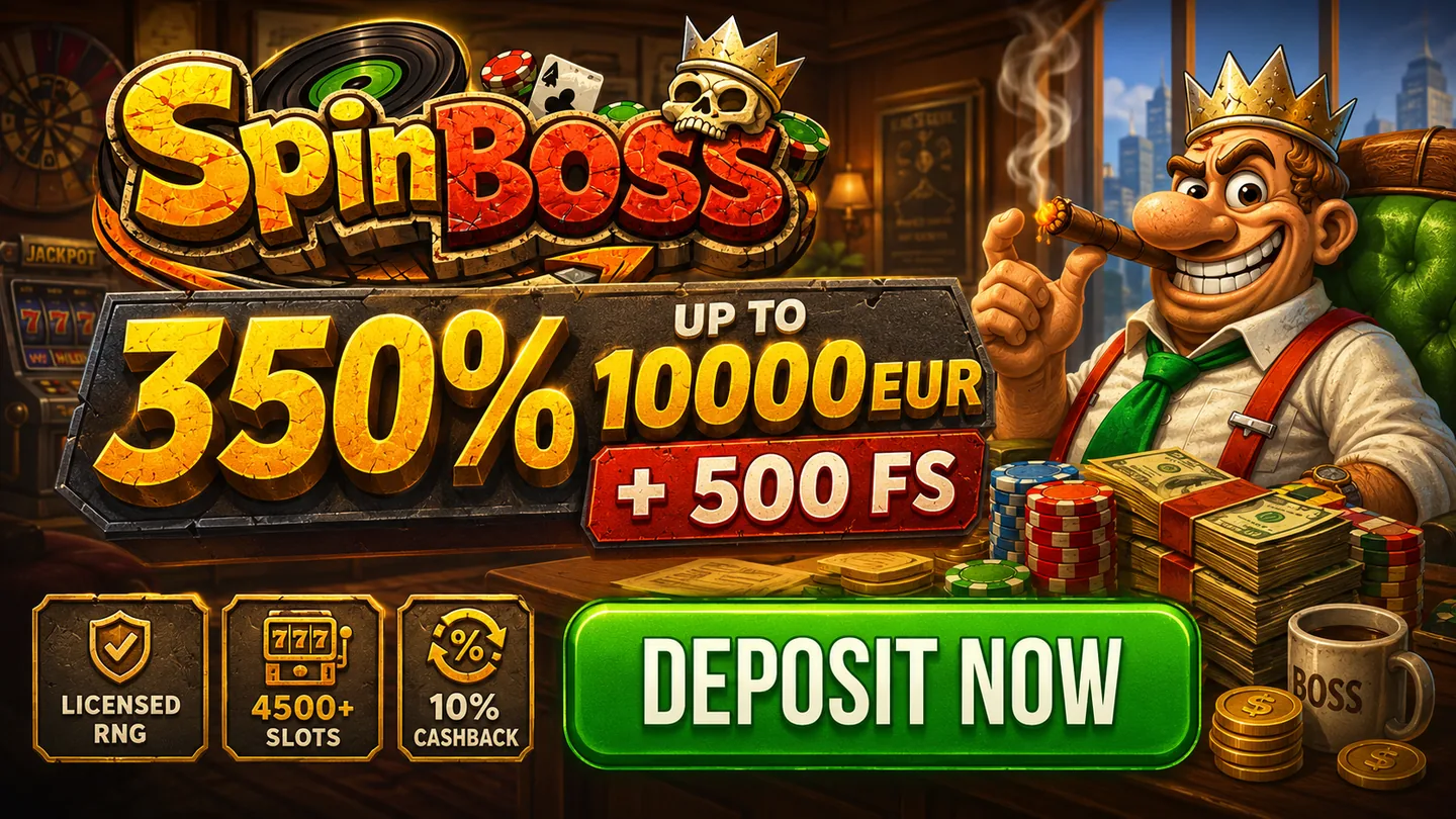 Spinboss Casino welcome offer: 350% up to €10,000 plus 500 free spins